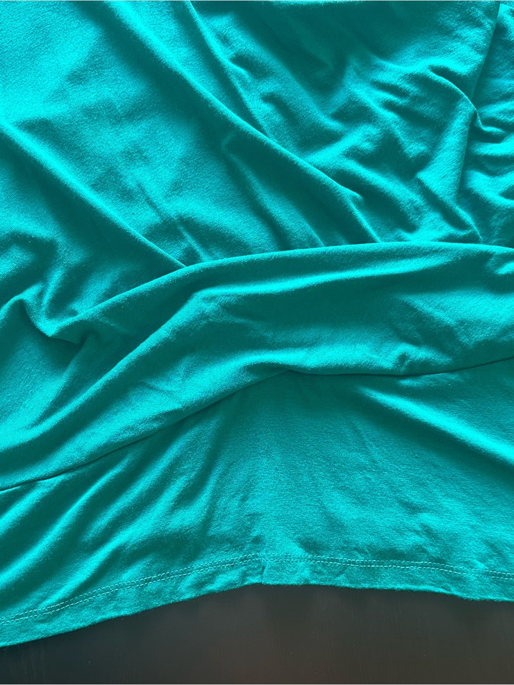 New York & Company Teal Turtleneck Draped Ruched Long-Sleeve Top - Picture 5 of 12